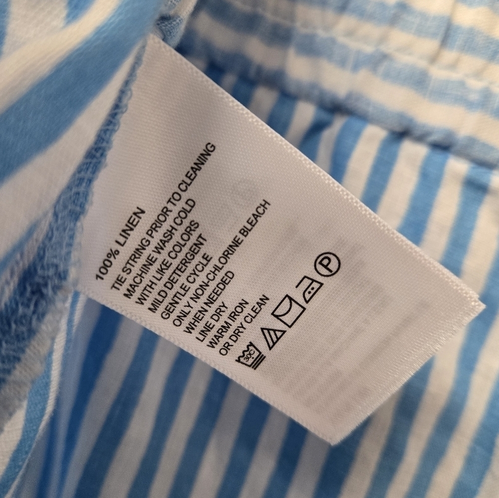 Tommy Bahama Ocean Surf High Rise Linen Easy Shorts Glass Bead Blue Stripe XL - Picture 6 of 9